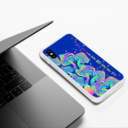 Чехол iPhone XS Max матовый Неоновые мухоморы, цвет: 3D-белый — фото 2