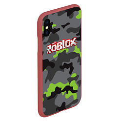 Чехол iPhone XS Max матовый Roblox Камуфляж Серо-Чёрный, цвет: 3D-красный — фото 2