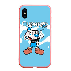 Чехол iPhone XS Max матовый Cuphead синяя чашечка, цвет: 3D-баблгам