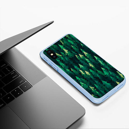 Чехол iPhone XS Max матовый Еловый лес spruce forest / 3D-Голубой – фото 3
