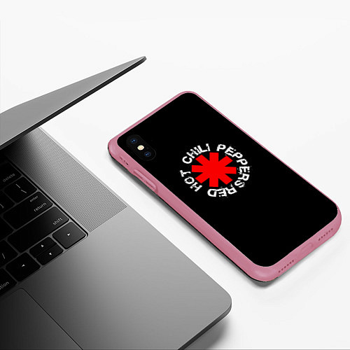 Чехол iPhone XS Max матовый Red Hot Chili Peppers Rough Logo / 3D-Малиновый – фото 3