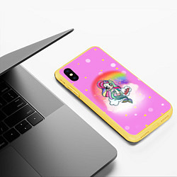 Чехол iPhone XS Max матовый Русалка Юникорн, цвет: 3D-желтый — фото 2