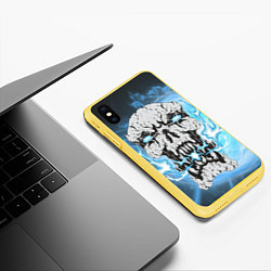 Чехол iPhone XS Max матовый Череп-монстр в молниях, цвет: 3D-желтый — фото 2