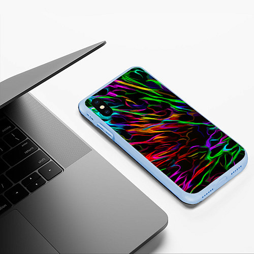 Чехол iPhone XS Max матовый Neon pattern Vanguard / 3D-Голубой – фото 3