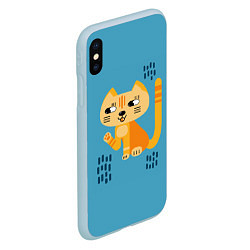 Чехол iPhone XS Max матовый Рыжий кот в геометрическом стиле, цвет: 3D-голубой — фото 2