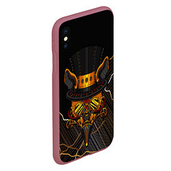 Чехол iPhone XS Max матовый Стимпанк Шапочник, цвет: 3D-малиновый — фото 2