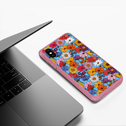 Чехол iPhone XS Max матовый Ромашки-лютики, цвет: 3D-малиновый — фото 2