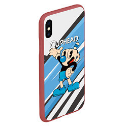 Чехол iPhone XS Max матовый Cuphead синяя чашечка, цвет: 3D-красный — фото 2