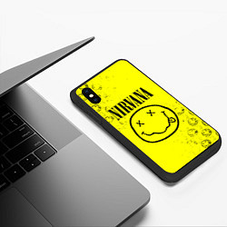 Чехол iPhone XS Max матовый NIRVANA лого, цвет: 3D-черный — фото 2