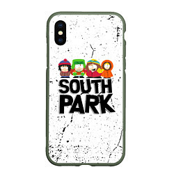 Чехол iPhone XS Max матовый Южный парк мультфильм - персонажи South Park, цвет: 3D-темно-зеленый