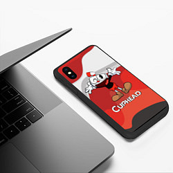 Чехол iPhone XS Max матовый Cuphead веселая красная чашечка, цвет: 3D-черный — фото 2