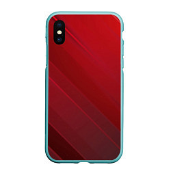 Чехол iPhone XS Max матовый Полосы На красном Фоне, цвет: 3D-мятный