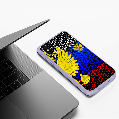 Чехол iPhone XS Max матовый Герб флаг россии / 3D-Светло-сиреневый – фото 3