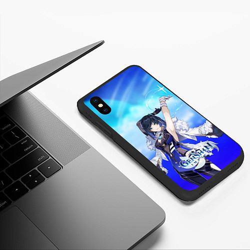 Чехол iPhone XS Max матовый Genshin Impact Yelan / 3D-Черный – фото 3