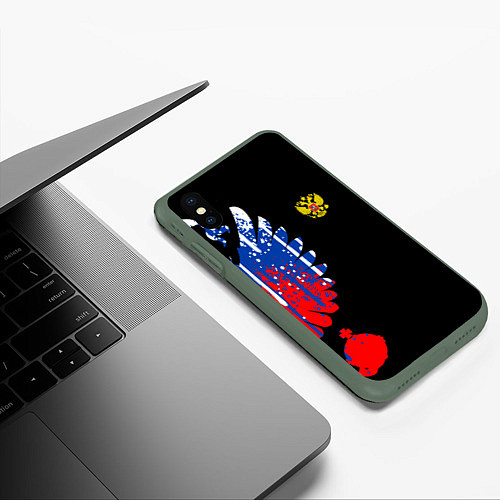 Чехол iPhone XS Max матовый Герб russia / 3D-Темно-зеленый – фото 3