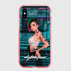 Чехол iPhone XS Max матовый Judy Cyberpunk2077 art, цвет: 3D-баблгам