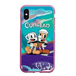 Чехол iPhone XS Max матовый Cuphead чашечка кофе, цвет: 3D-малиновый