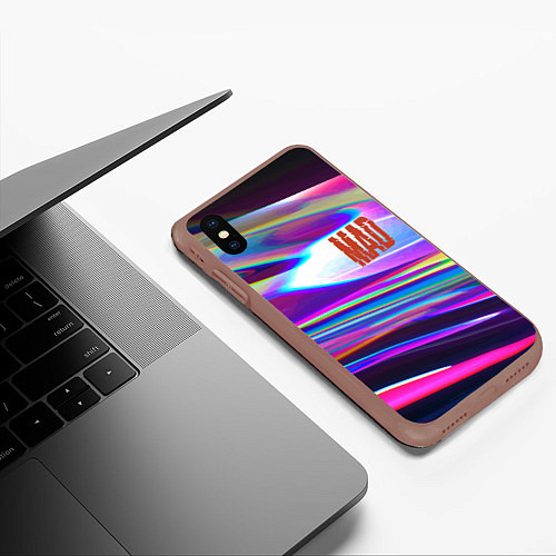 Чехол iPhone XS Max матовый Neon pattern Mad / 3D-Коричневый – фото 3