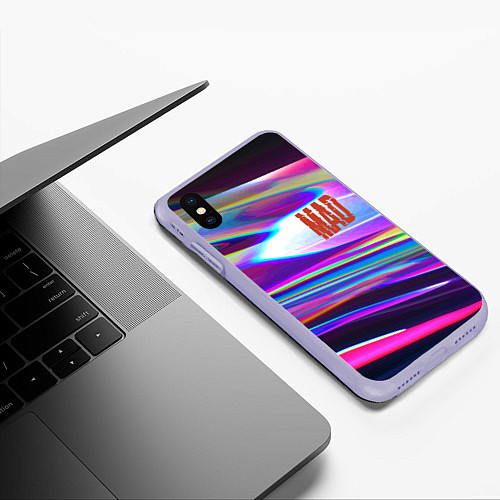 Чехол iPhone XS Max матовый Neon pattern Mad / 3D-Светло-сиреневый – фото 3