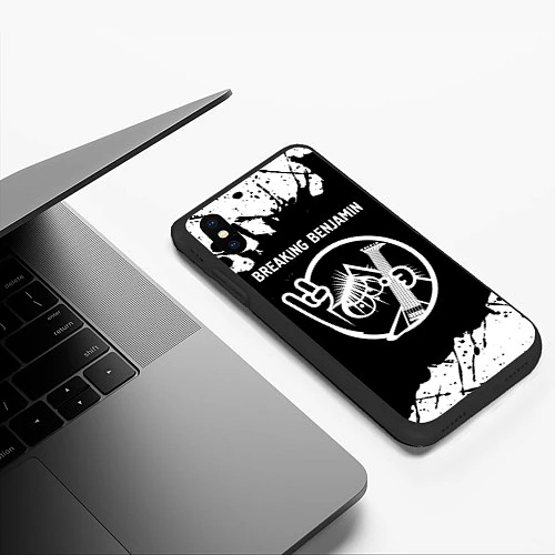Чехол iPhone XS Max матовый Breaking Benjamin КОТ Брызги / 3D-Черный – фото 3