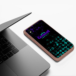 Чехол iPhone XS Max матовый GENSHIN NEON PATTERN SYMBOL НЕОН ЭМБЛЕМЫ, цвет: 3D-коричневый — фото 2