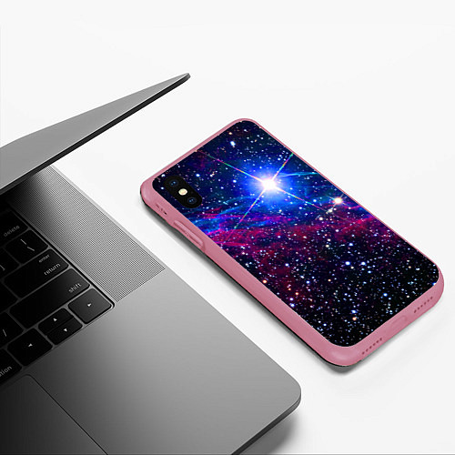 Чехол iPhone XS Max матовый Открытый космос Star Neon / 3D-Малиновый – фото 3