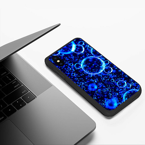 Чехол iPhone XS Max матовый Пузыри воздуха в воде Pattern / 3D-Черный – фото 3