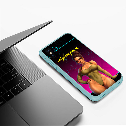 Чехол iPhone XS Max матовый Sexy сyberpunk Panam 18 / 3D-Мятный – фото 3