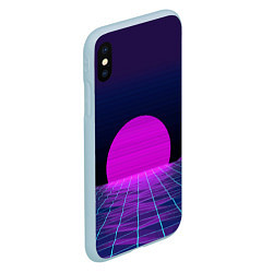 Чехол iPhone XS Max матовый Закат розового солнца Vaporwave Психоделика, цвет: 3D-голубой — фото 2