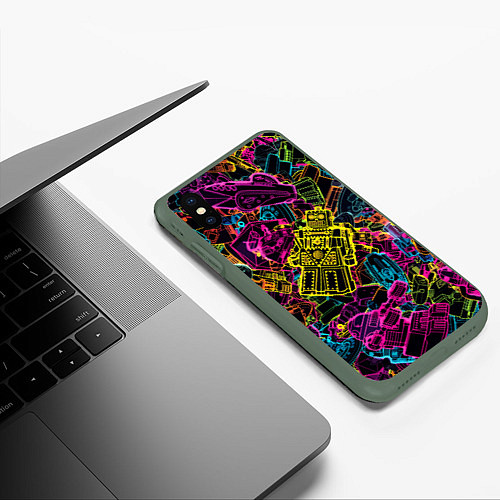 Чехол iPhone XS Max матовый Cyber space pattern Fashion 3022 / 3D-Темно-зеленый – фото 3