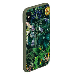 Чехол iPhone XS Max матовый Цветы Темный Сад, цвет: 3D-темно-зеленый — фото 2