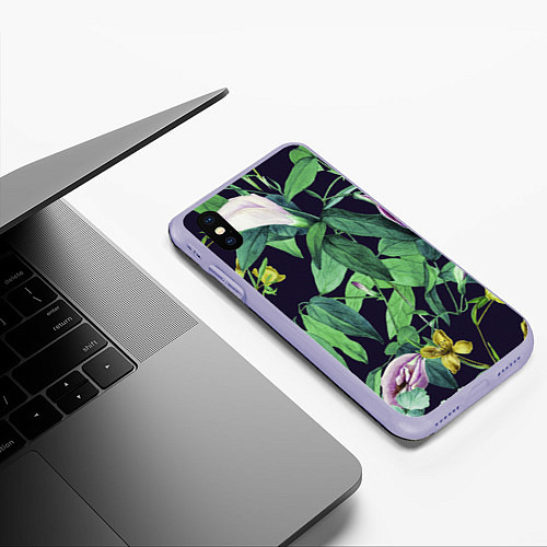 Чехол iPhone XS Max матовый Цветы Ботанические / 3D-Светло-сиреневый – фото 3