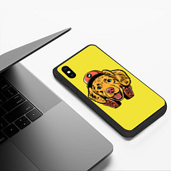 Чехол iPhone XS Max матовый СОБАКА ХИППИ, цвет: 3D-черный — фото 2