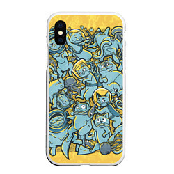 Чехол iPhone XS Max матовый Swimming Cats: Yellow, цвет: 3D-белый