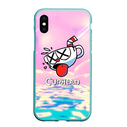 Чехол iPhone XS Max матовый Cuphead Разбитая чашечка, цвет: 3D-мятный