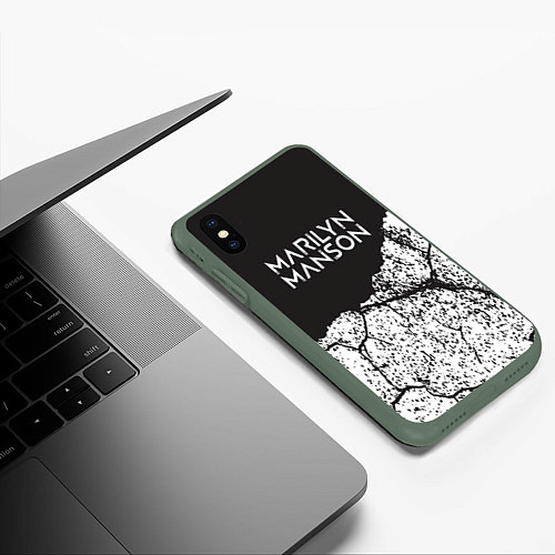 Чехол iPhone XS Max матовый Marilyn manson / 3D-Темно-зеленый – фото 3