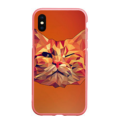 Чехол iPhone XS Max матовый Полигональный кот подмигивает, цвет: 3D-баблгам