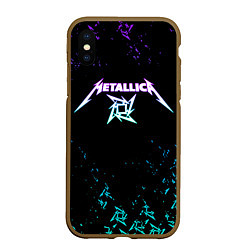 Чехол iPhone XS Max матовый Metallica металлика neon, цвет: 3D-коричневый