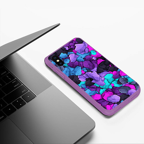 Чехол iPhone XS Max матовый Магические кристаллы / 3D-Фиолетовый – фото 3