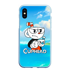 Чехол iPhone XS Max матовый Cuphead сердитая чашечка, цвет: 3D-голубой