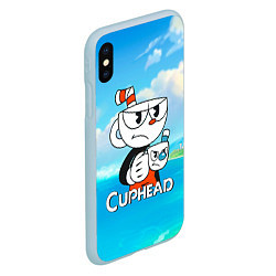 Чехол iPhone XS Max матовый Cuphead сердитая чашечка, цвет: 3D-голубой — фото 2