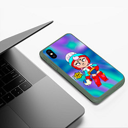 Чехол iPhone XS Max матовый Джанет Janet Brawl Stars, цвет: 3D-темно-зеленый — фото 2