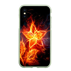 Чехол iPhone XS Max матовый Flower Neon Fashion 2035 Flame, цвет: 3D-салатовый