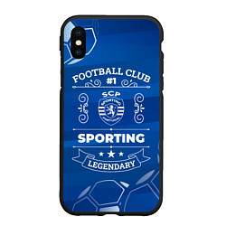 Чехол iPhone XS Max матовый Sporting FC 1, цвет: 3D-черный