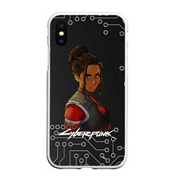 Чехол iPhone XS Max матовый Панам арт Cyberpunk 2077, цвет: 3D-белый