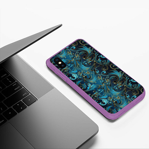 Чехол iPhone XS Max матовый Blue Abstract Узоры / 3D-Фиолетовый – фото 3