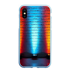 Чехол iPhone XS Max матовый Кирпичная стена Неон, цвет: 3D-голубой