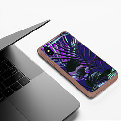 Чехол iPhone XS Max матовый Цветы Тропики Ночью, цвет: 3D-коричневый — фото 2