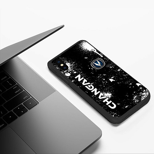 Чехол iPhone XS Max матовый ЧАНГАН-CHANGAN БРЫЗКИ КРАСКИ / 3D-Черный – фото 3