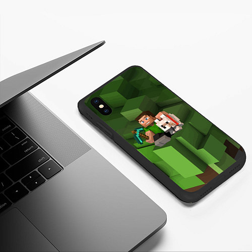 Чехол iPhone XS Max матовый Minecraft Heroes Video game / 3D-Черный – фото 3